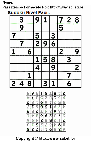 Sudoku Para Imprimir Com Respostas 575