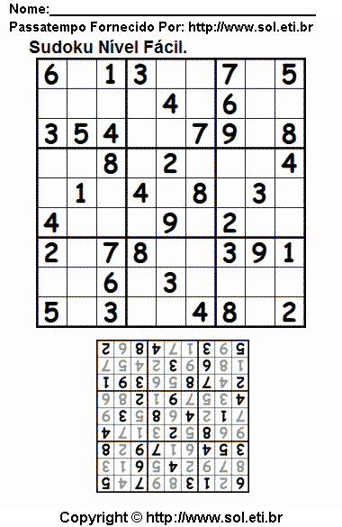 Sudoku Para Imprimir Com Respostas 580
