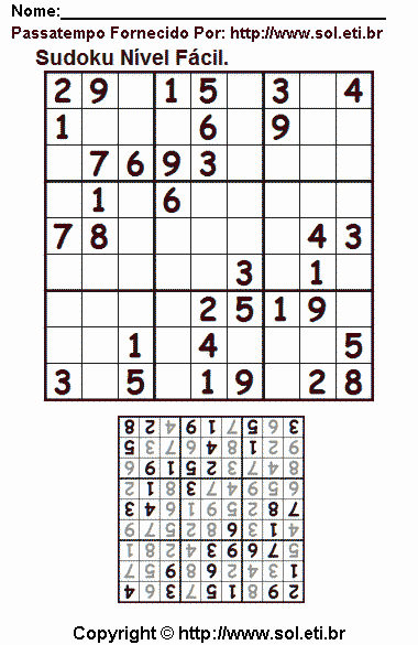 Sudoku Para Imprimir Com Respostas 581