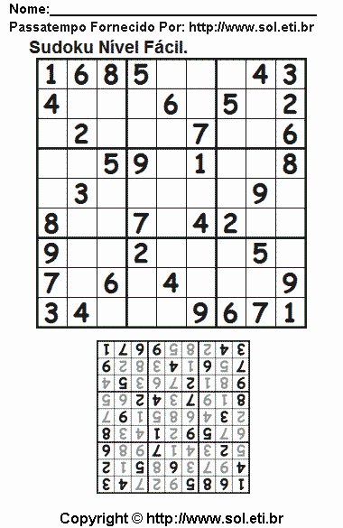 Sudoku Para Imprimir Com Respostas 587