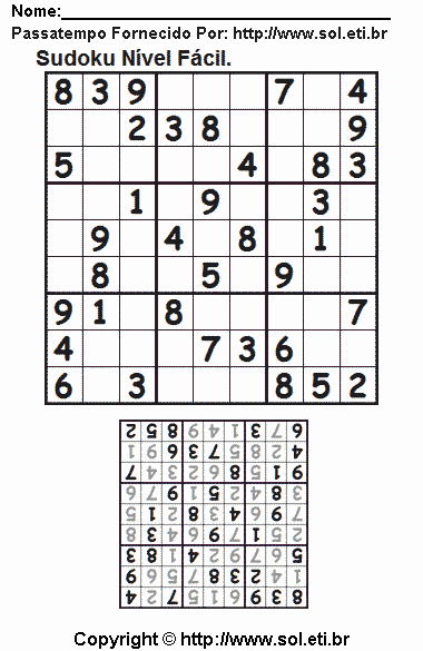 Sudoku Para Imprimir Com Respostas 588