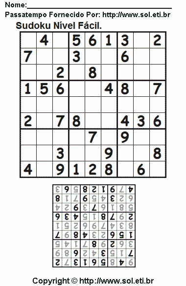 Sudoku Para Imprimir Com Respostas 591