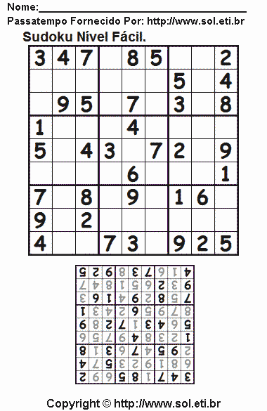 Sudoku Para Imprimir Com Respostas 596