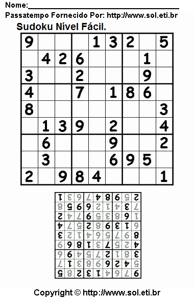 Sudoku Para Imprimir Com Respostas 597