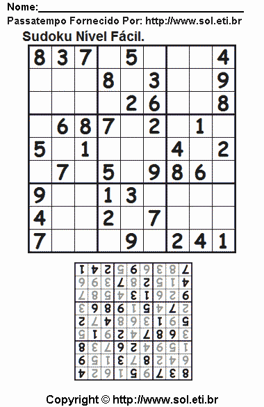 Sudoku Para Imprimir Com Respostas 598