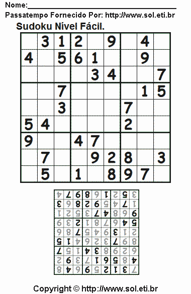 Sudoku Para Imprimir Com Respostas 599