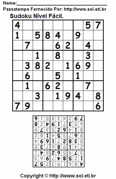Sudoku Para Imprimir Com Respostas 607