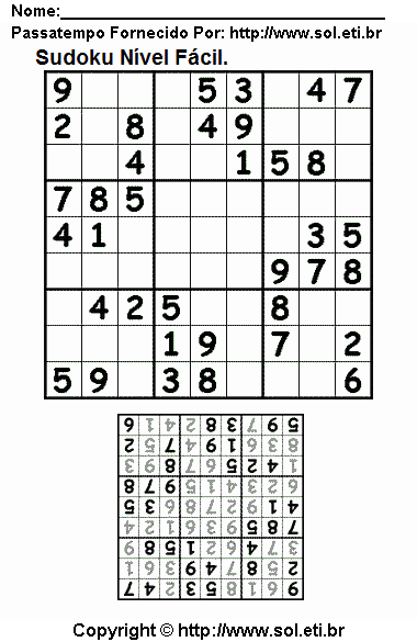 Sudoku Para Imprimir Com Respostas 608