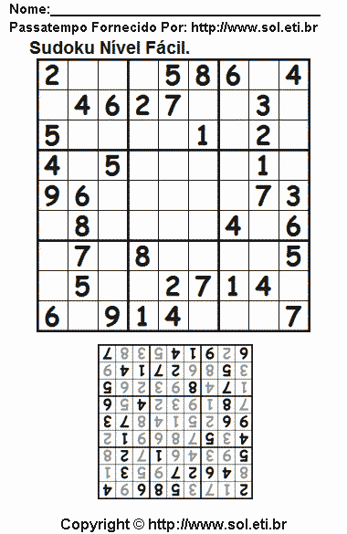 Sudoku Para Imprimir Com Respostas 612