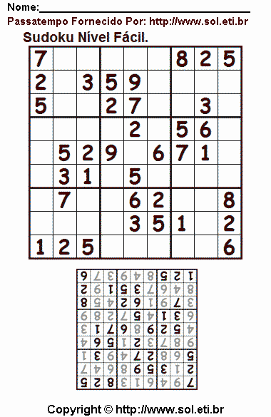 Sudoku Para Imprimir Com Respostas 613
