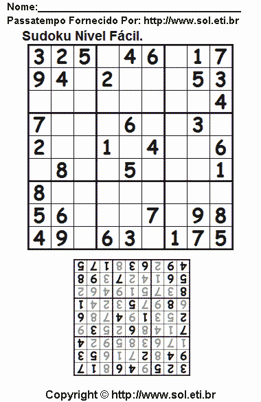 Sudoku Para Imprimir Com Respostas 615
