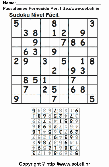 Sudoku Para Imprimir Com Respostas 624