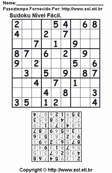 Sudoku Para Imprimir Com Respostas 625
