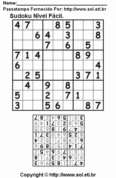 Sudoku Para Imprimir Com Respostas 628