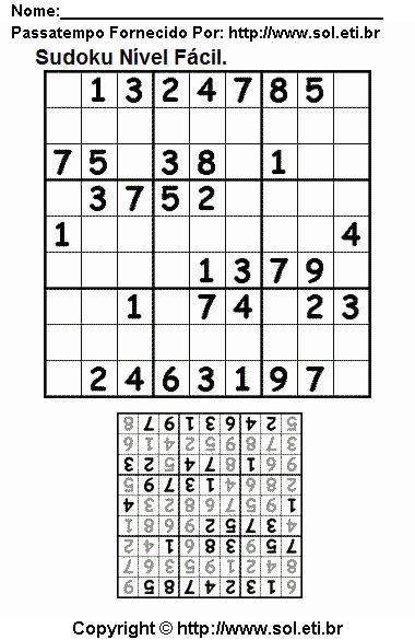 Sudoku Para Imprimir Com Respostas 63