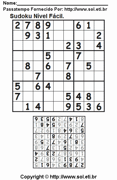 Sudoku Para Imprimir Com Respostas 634
