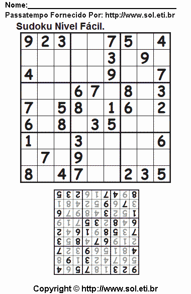 Sudoku Para Imprimir Com Respostas 643