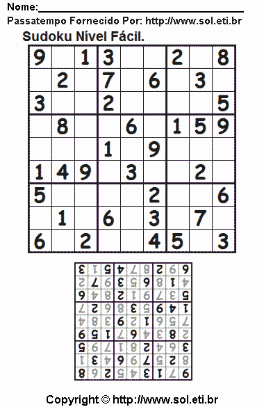 Sudoku Para Imprimir Com Respostas 652