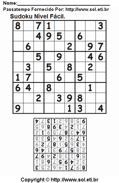 Sudoku Para Imprimir Com Respostas 658