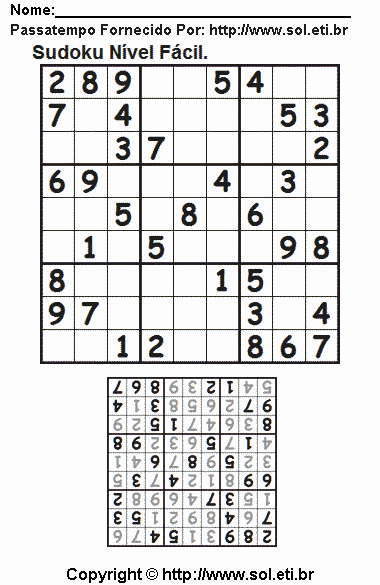 Sudoku Para Imprimir Com Respostas 670
