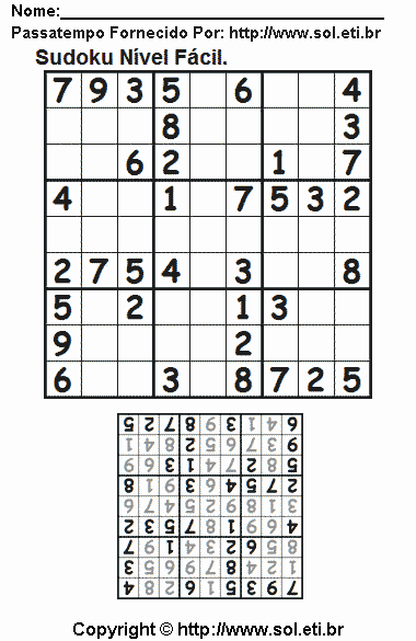 Sudoku Para Imprimir Com Respostas 671