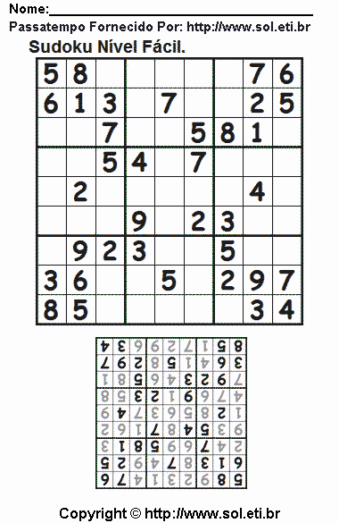 Sudoku Para Imprimir Com Respostas 672