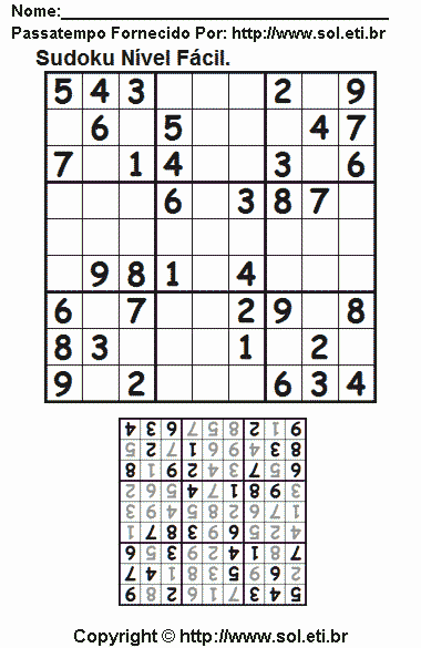 Sudoku Para Imprimir Com Respostas 683
