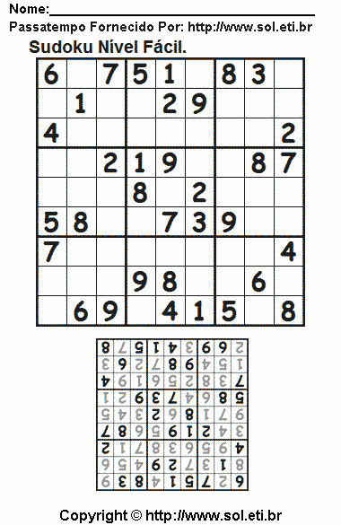 Sudoku Para Imprimir Com Respostas 692