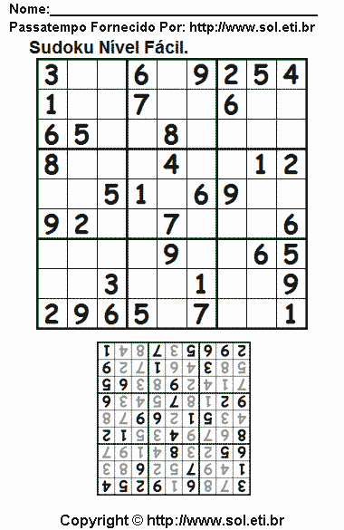 Sudoku Para Imprimir Com Respostas 697