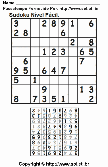 Sudoku Para Imprimir Com Respostas 698