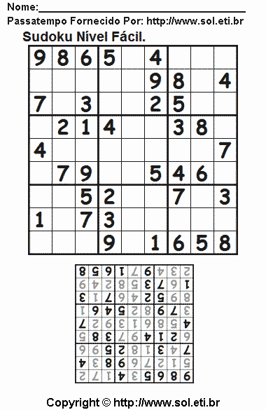 Sudoku Para Imprimir Com Respostas 699