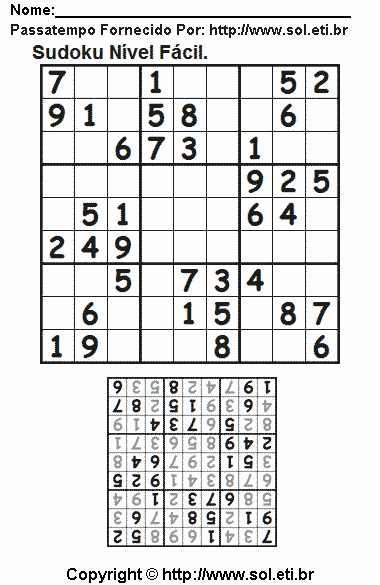 Sudoku Para Imprimir Com Respostas 701