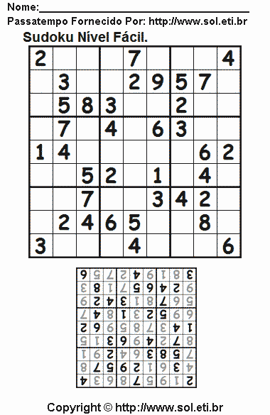 Sudoku Para Imprimir Com Respostas 704