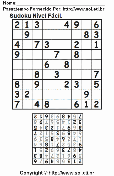 Sudoku Para Imprimir Com Respostas 706