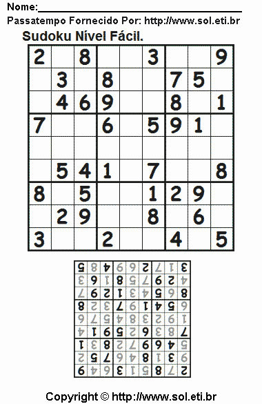 Sudoku Para Imprimir Com Respostas 707