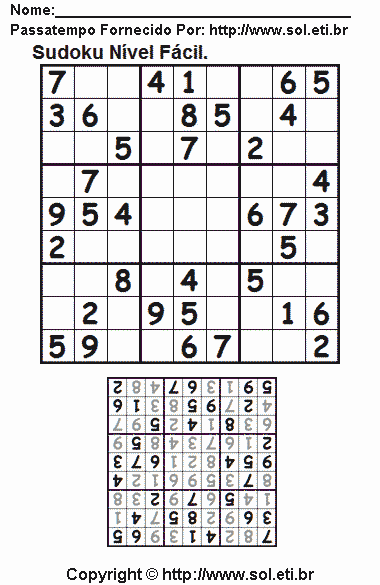 Sudoku Para Imprimir Com Respostas 709