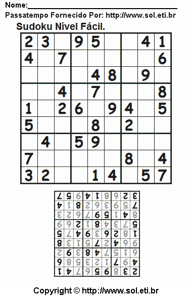 Sudoku Para Imprimir Com Respostas 725