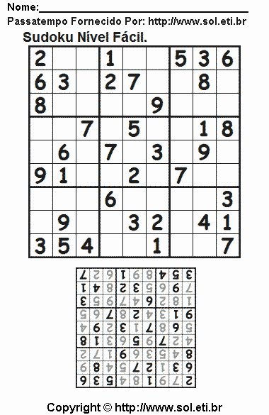 Sudoku Para Imprimir Com Respostas 727