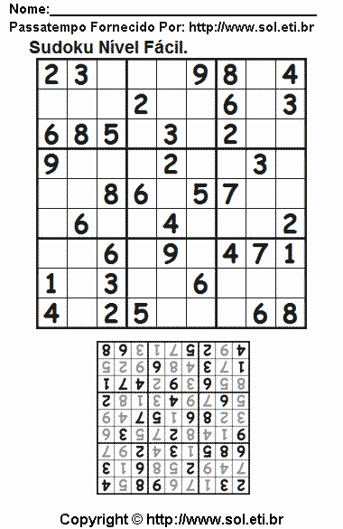 Sudoku Para Imprimir Com Respostas 729