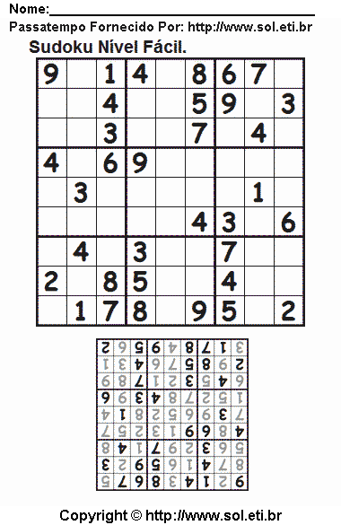 Sudoku Para Imprimir Com Respostas 734