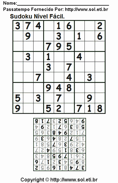Sudoku Para Imprimir Com Respostas 737