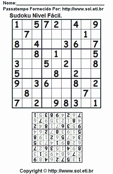 Sudoku Para Imprimir Com Respostas 747