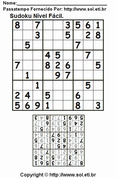 Sudoku Para Imprimir Com Respostas 751
