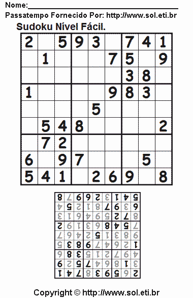 Sudoku Para Imprimir Com Respostas 764