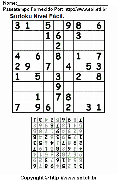 Sudoku Para Imprimir Com Respostas 766