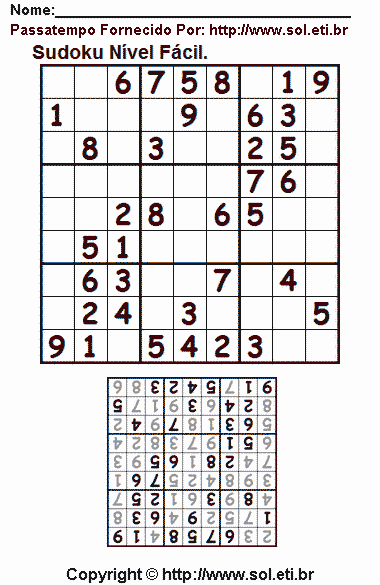 Sudoku Para Imprimir Com Respostas 770