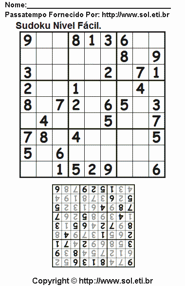Sudoku Para Imprimir Com Respostas 792