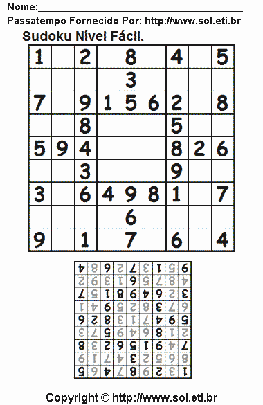 Sudoku Para Imprimir Com Respostas 796