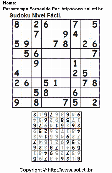 Sudoku Para Imprimir Com Respostas 804