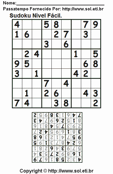 Sudoku Para Imprimir Com Respostas 806